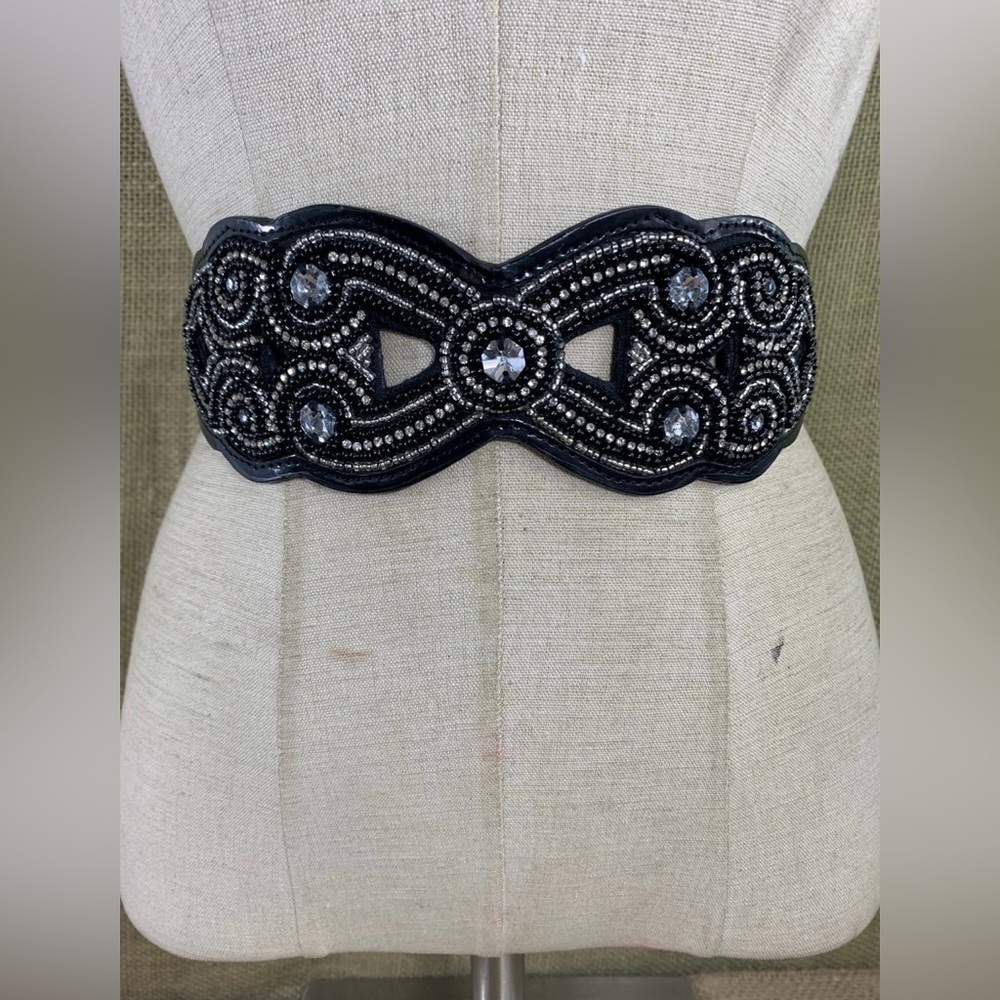 Beaded Evening Belt Black adjustable‎